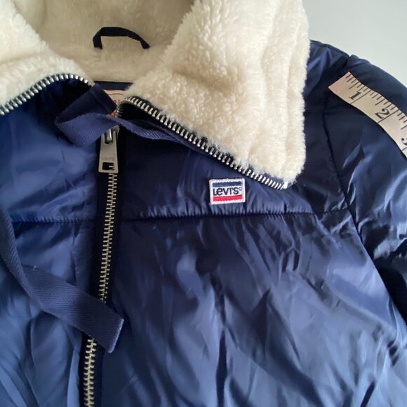 Levi Strauss Women's Puffer Sherpa Jacket Navy Sz M - Picture 12 of 16